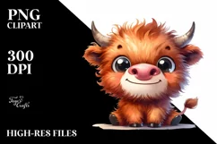 Expressive Highland Cow with Big Eyes PNG Product Image 3