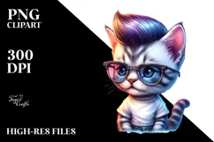 Expressive Baby Cat, Watercolor PNG Product Image 2