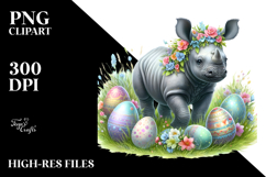 Adorned Baby Zebra with Easter Eggs, Digital Watercolor PNG Product Image 2