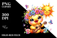 Smiling Baby Duck Guitar PNG Product Image 2