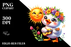 Smiling Baby Duck Guitar PNG Product Image 2