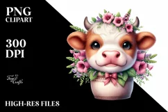Colorful Smiling Highland Cow Foxglove Ornament Clipart Product Image 3