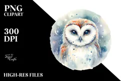 Washed Watercolor Simple Owl PNG Product Image 2