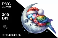 Baby Parrot Christmas Moon | Clipart Product Image 3