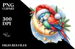 Baby Parrot Christmas Moon | Clipart Product Image 1