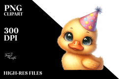 Cute Baby Duck with Big Eyes and Party Hat PNG Product Image 2
