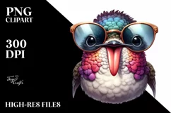 Funny Hummingbird Victory Sign | Sublimation Clipart Product Image 1