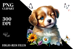 Digital Painting with Winking Puppy PNG Product Image 2