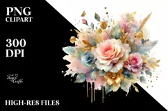 Colorfull Bouquet Gold Foil Watercolor Splash Product Image 3