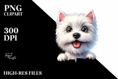 Funny Crazy West Highland White Terrier Watercolor Clipart Product Image 1