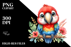 Funny Watercolor Macaw Sublimation Clipart Product Image 2