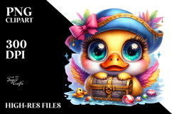 Crazy Eyes Baby Duck with Treasure Chest PNG Product Image 2