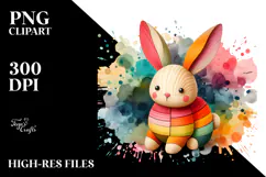 Colorful Wood Bunny PNG Product Image 2