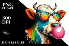 Quirky Cow Sunglasses Chewing Gum Clipart Product Image 3