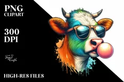 Quirky Cow Sunglasses Chewing Gum Clipart Product Image 3
