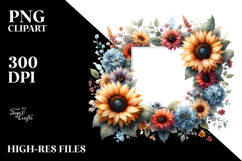 Vibrant Sunflower Floral Frame | Clipart Product Image 2