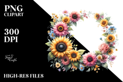 Vibrant Sunflower Floral Frame | Clipart Product Image 2