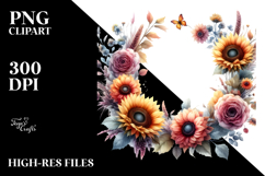 Vibrant Sunflower Floral Frame | Clipart Product Image 2