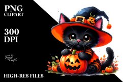 Simple Watercolor Cute Baby Black Cat Dressed for Halloween Product Image 3