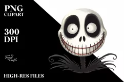 Funny Halloween Skull Clipart PNG Product Image 3
