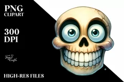 Simple Goofy Smile Skull | Halloween Clipart Product Image 3
