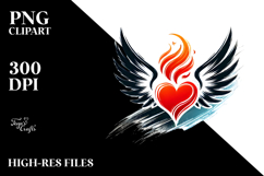 Decorative Heart with Wings and Fire PNG Product Image 2