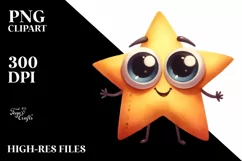 Funny Expressive Star with Shy Goofy Smile PNG Product Image 1