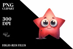 Funny Expressive Star with Shy Goofy Smile PNG Product Image 1