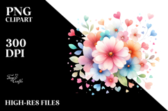 Simple Flower with Hearts PNG Product Image 2