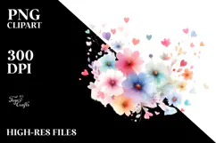 Colorful Digital Painting with Simple Watercolor Flower PNG Product Image 2