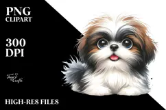 Cute Shih Tzu, Watercolor PNG Product Image 2