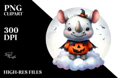 Cute Baby Rhino Halloween PNG Product Image 2