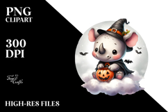 Cute Baby Rhino on Cloud PNG Product Image 2