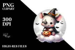 Cute Baby Rhino on Cloud PNG Product Image 2