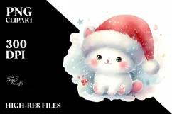 a Cute Christmass Cat with Santa Hat PNG Product Image 3