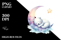 Baby Polar Bear Watercolor Sleeping Moon Product Image 2
