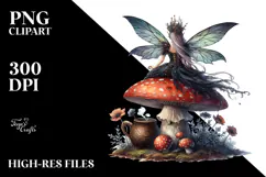 Creative Gothic Fairy on Mushroom, PNG Product Image 2