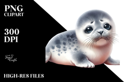 Digital Baby Seal with Big Eyes PNG Product Image 2