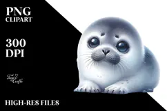 Digital Baby Seal with Big Eyes PNG Product Image 2