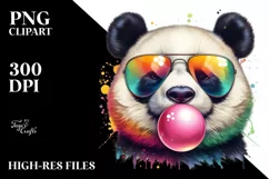 Quirky Colorful Panda, High Detail | Sublimation Clipart Product Image 1