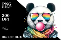 Quirky Colorful Panda, High Detail | Sublimation Clipart Product Image 3