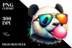 Quirky Colorful Panda, High Detail | Sublimation Clipart Product Image 1