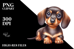 Baby Dachshund with Big Eyes, Watercolor PNG Product Image 2