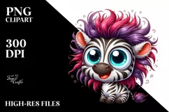 Colorful Baby Zebra Cartoon | Sublimation | Clipart Product Image 3