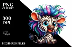 Colorful Baby Zebra Cartoon | Sublimation | Clipart Product Image 1