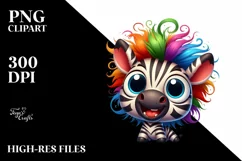 Colorful Baby Zebra Cartoon | Sublimation | Clipart Product Image 3
