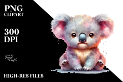 Baby Koala with Big Eyes, Digital Watercolor PNG Product Image 2