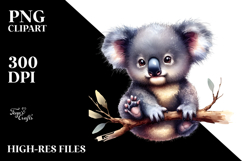 Baby Koala with Big Eyes, Digital Watercolor PNG Product Image 2