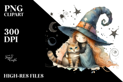 Funny Witch with Cat PNG Product Image 2