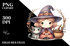 Funny Witch with Cat PNG Product Image 2